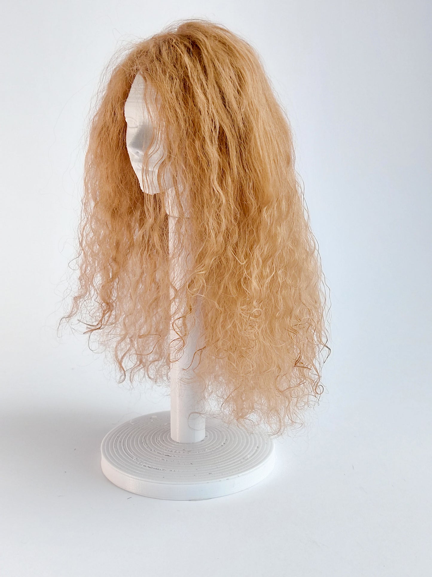 Wig wavy, light brown, lamb fur