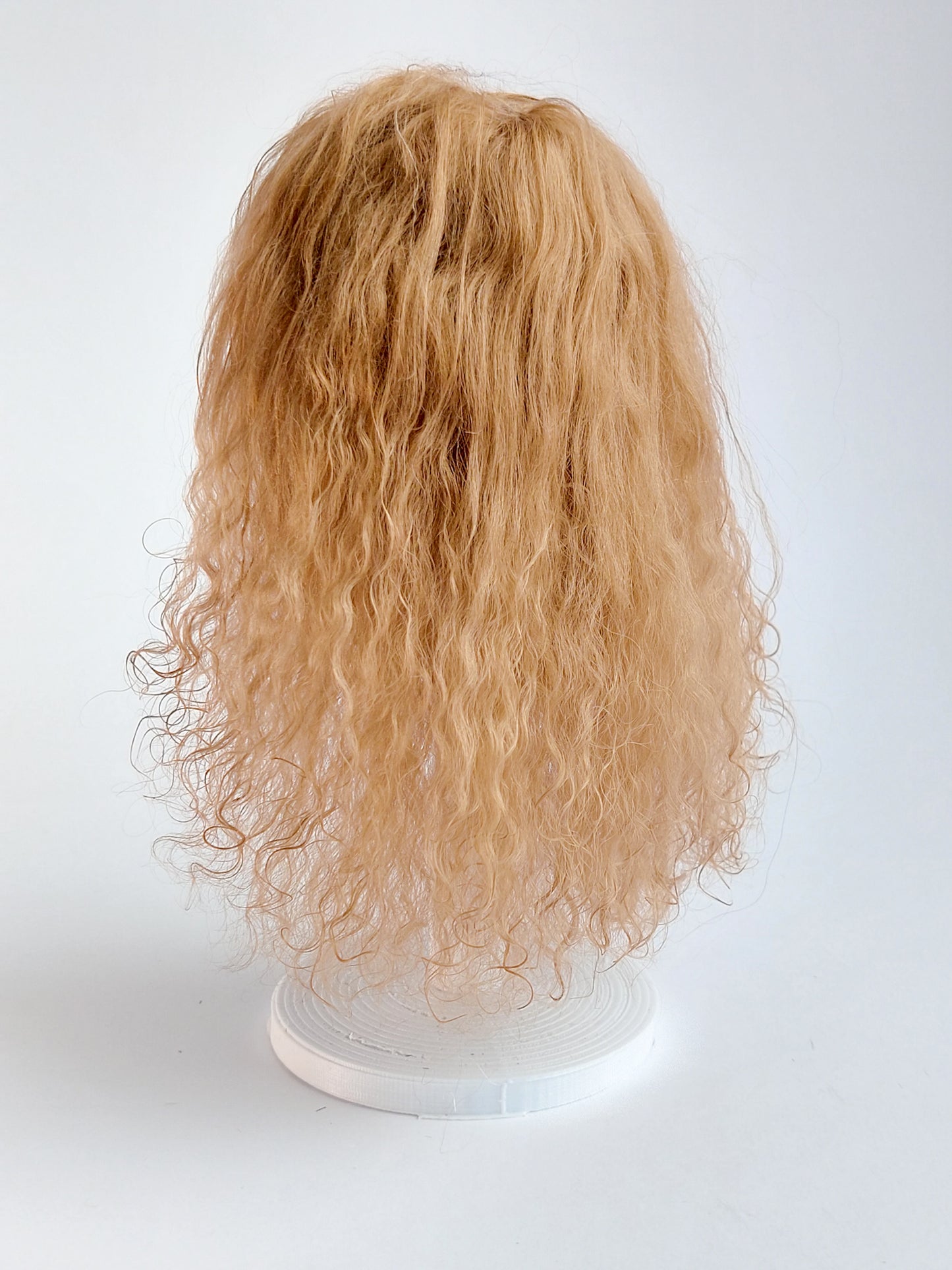 Wig wavy, light brown, lamb fur