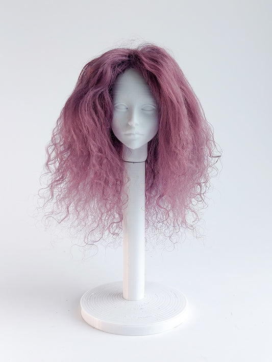 Wig wavy, purple, lamb fur