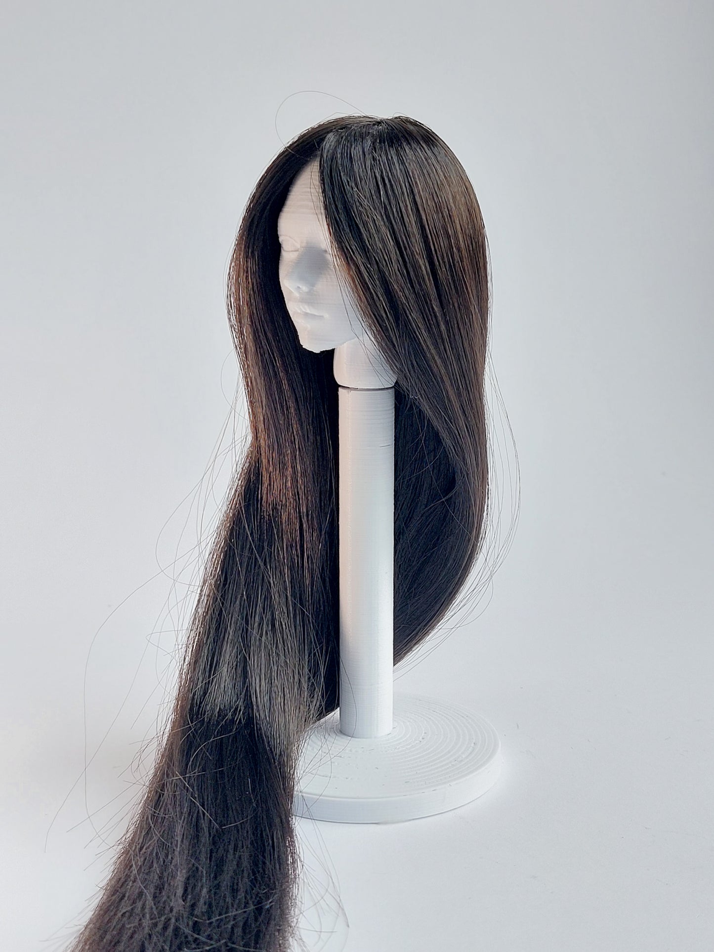 Wig long, dark brown, synthetic silk