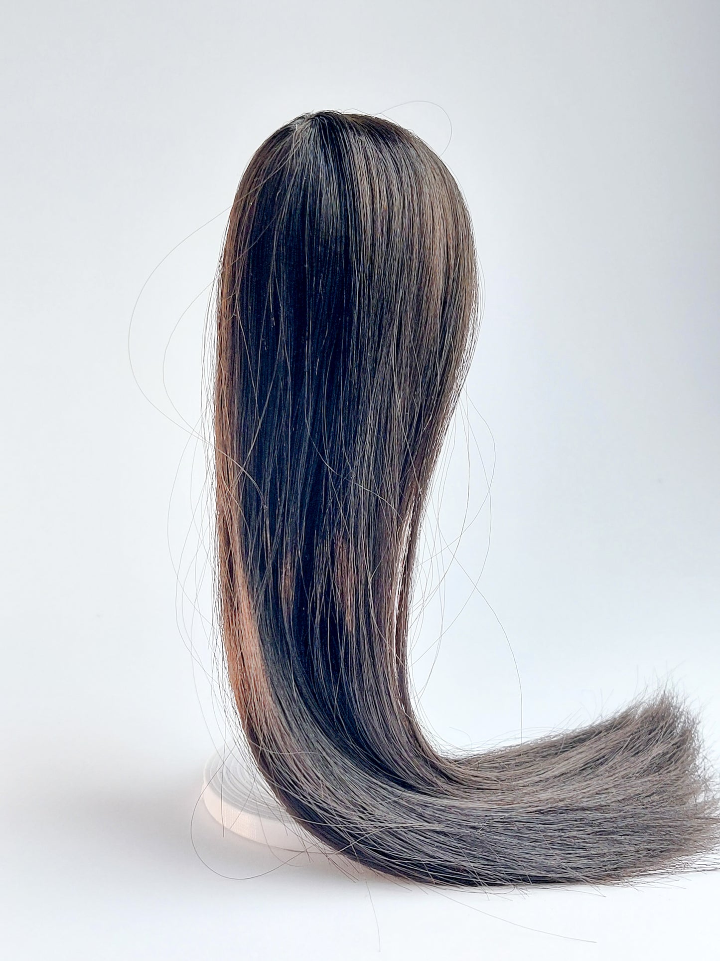 Wig long, dark brown, synthetic silk