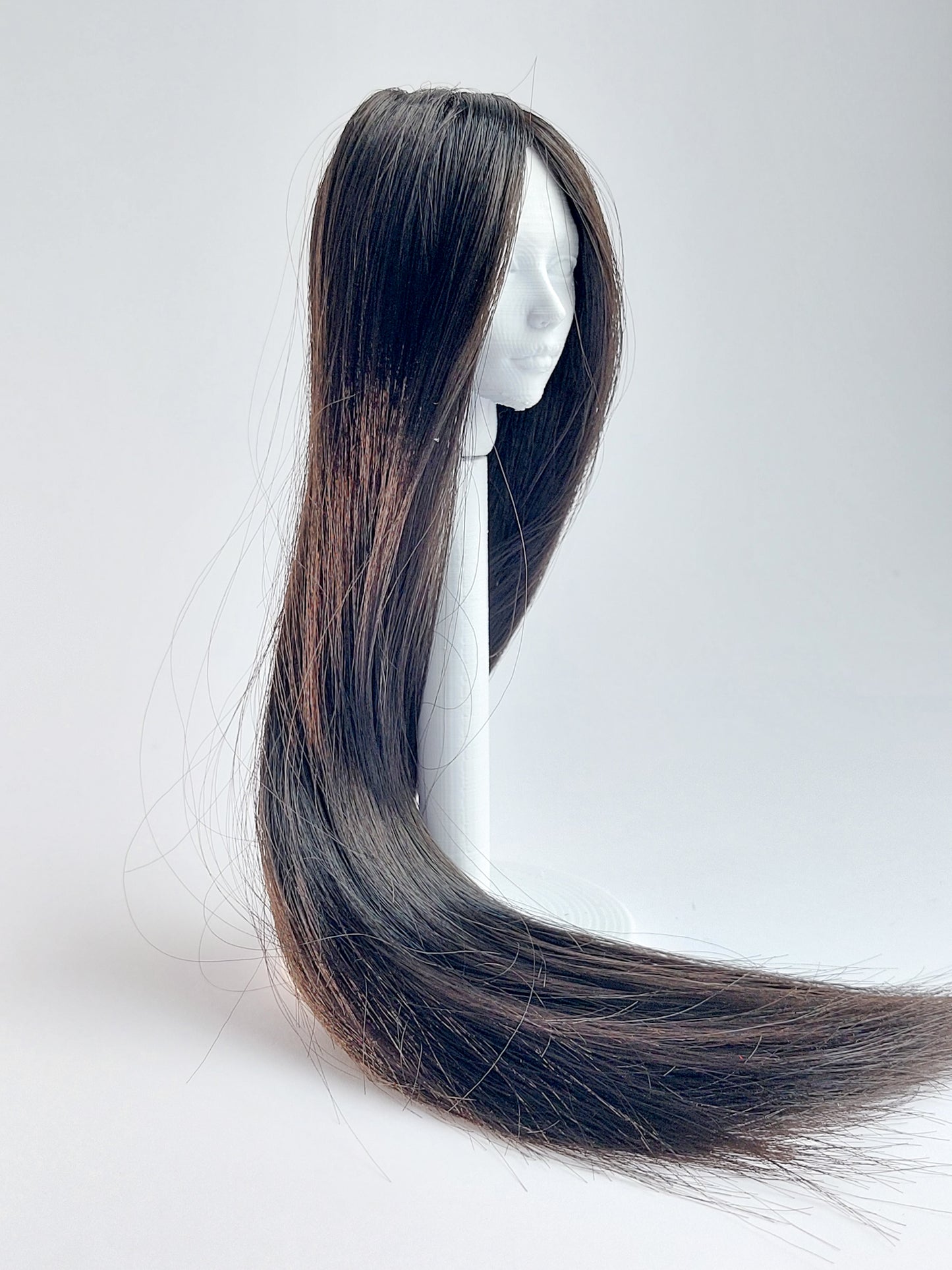 Wig long, dark brown, synthetic silk