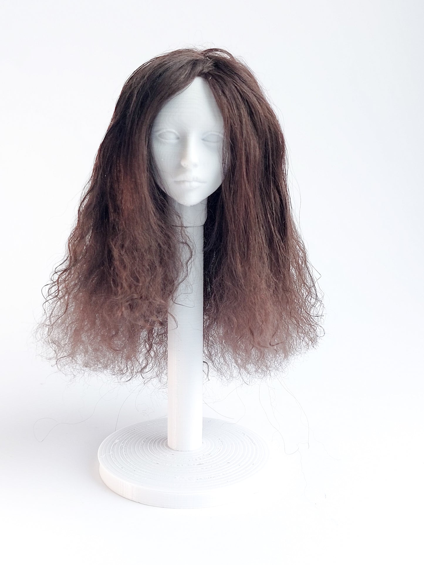 Wig wavy, brown, lamb fur