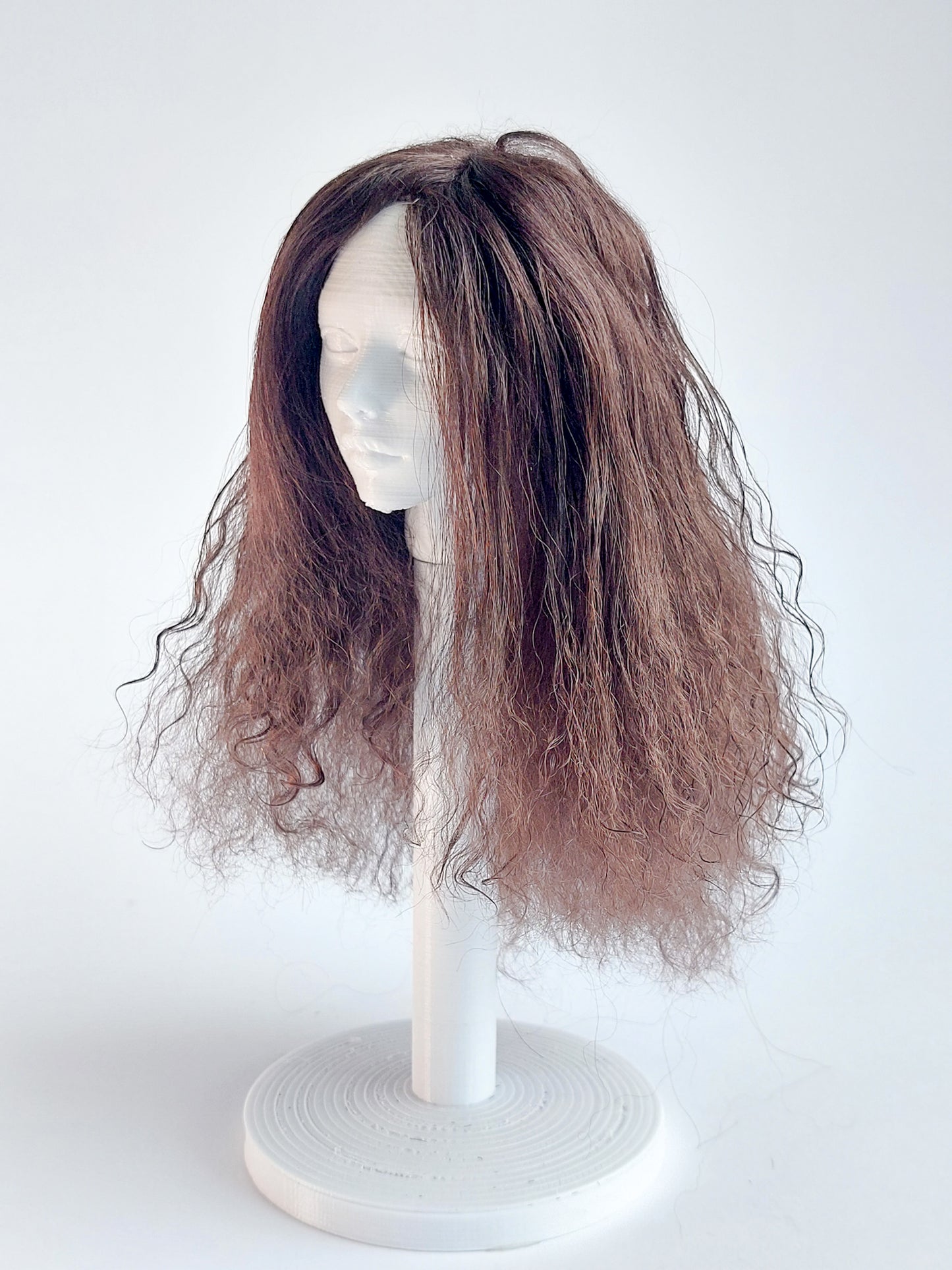 Wig wavy, brown, lamb fur