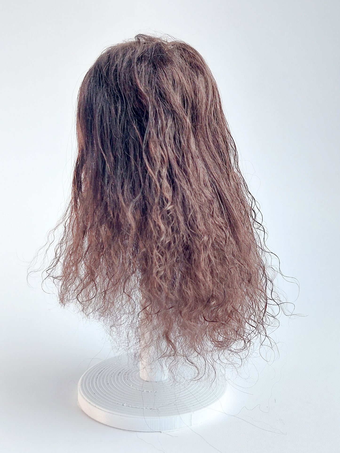 Wig wavy, brown, lamb fur