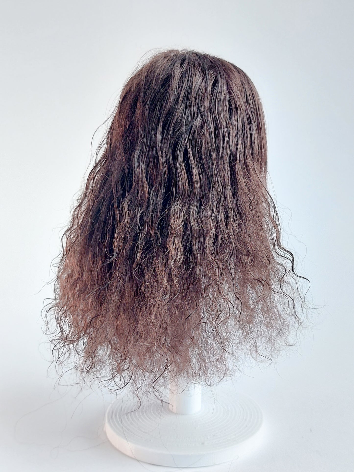 Wig wavy, brown, lamb fur