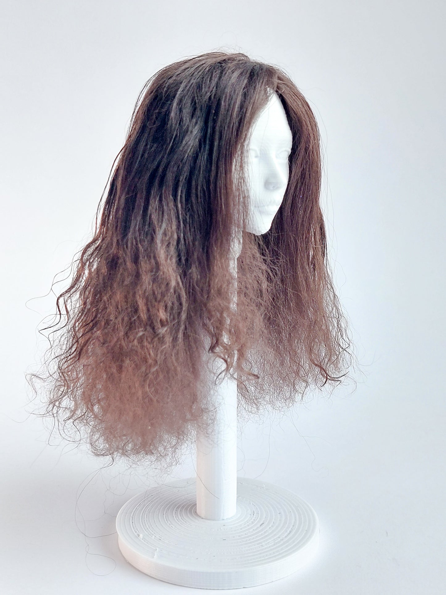 Wig wavy, brown, lamb fur