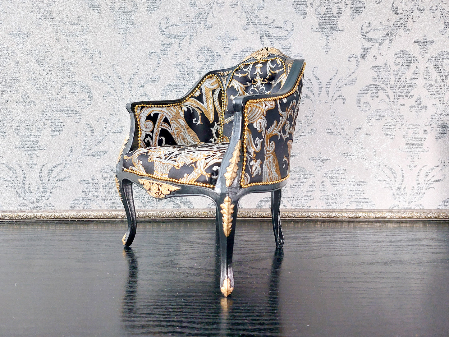 French armchair black & gold