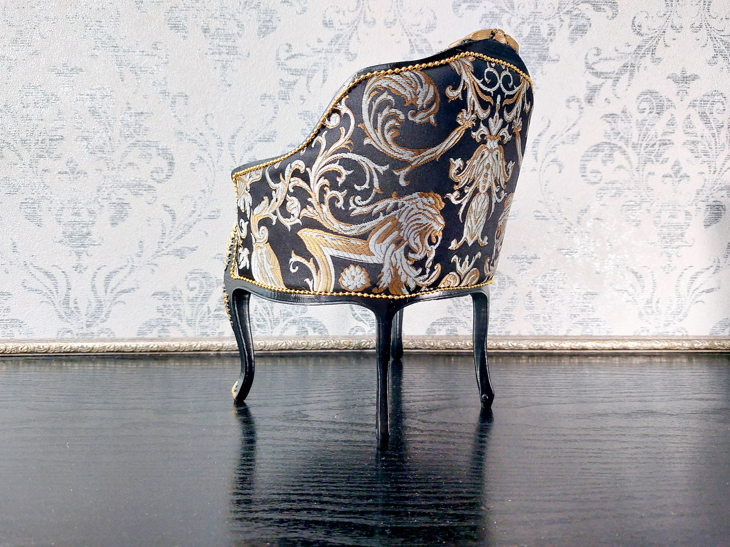 French armchair black & gold