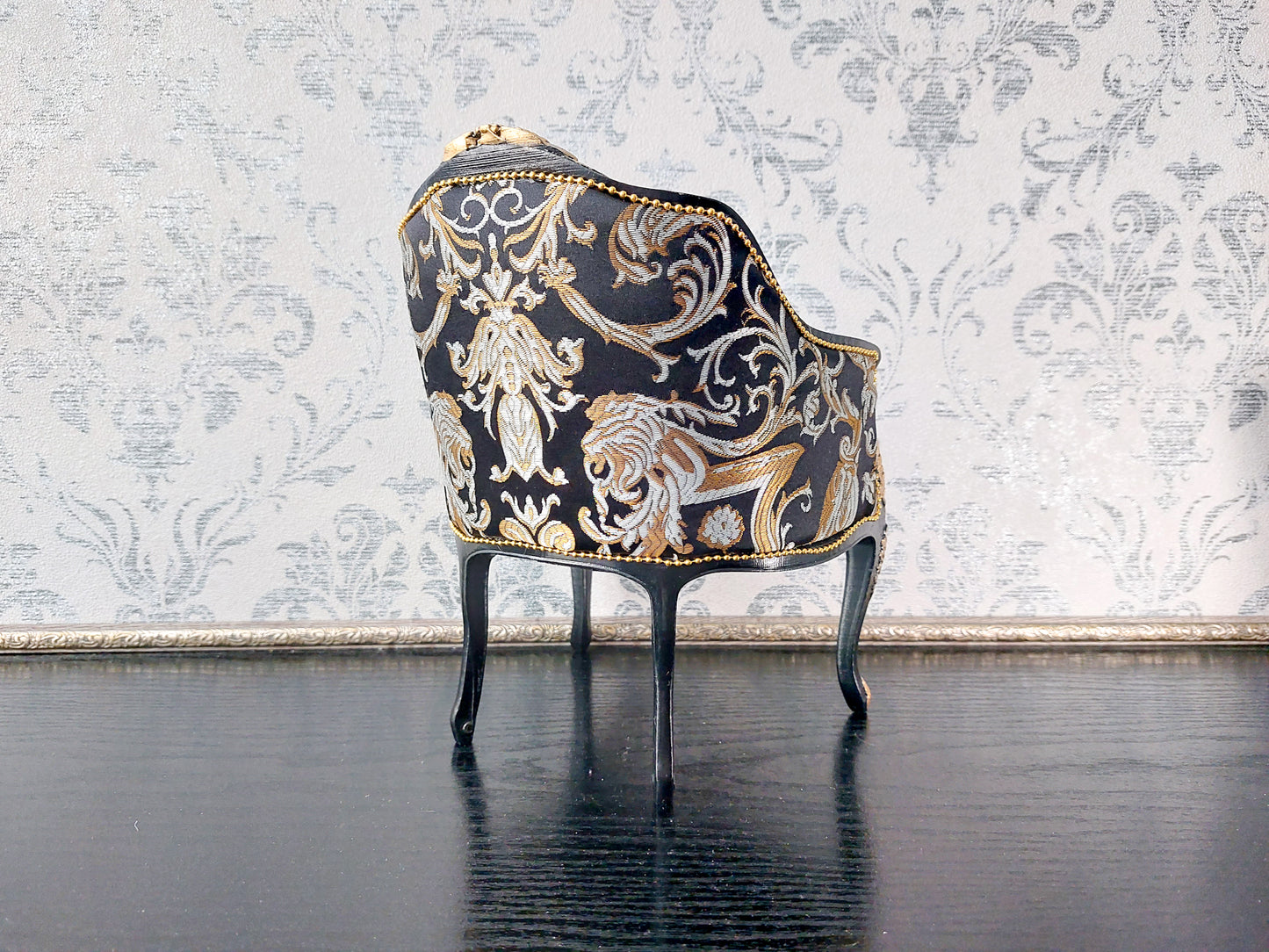French armchair black & gold