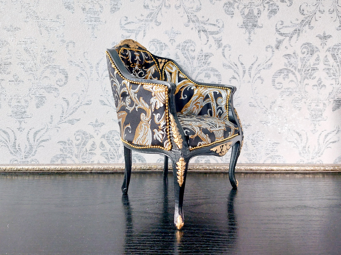 French armchair black & gold