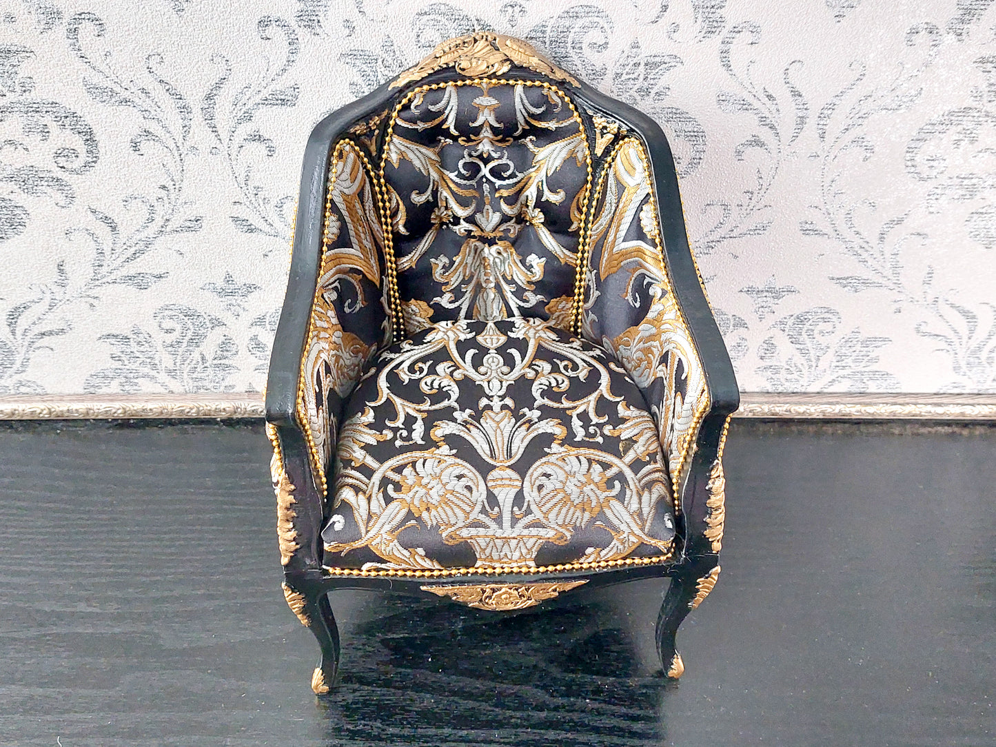 French armchair black & gold