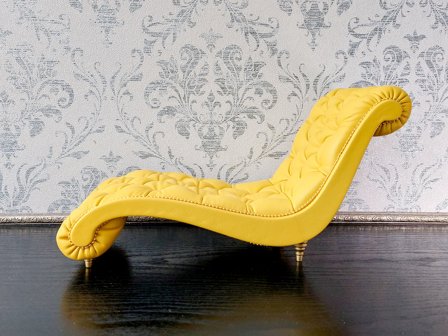 Chaise lounge Wave yellow lether