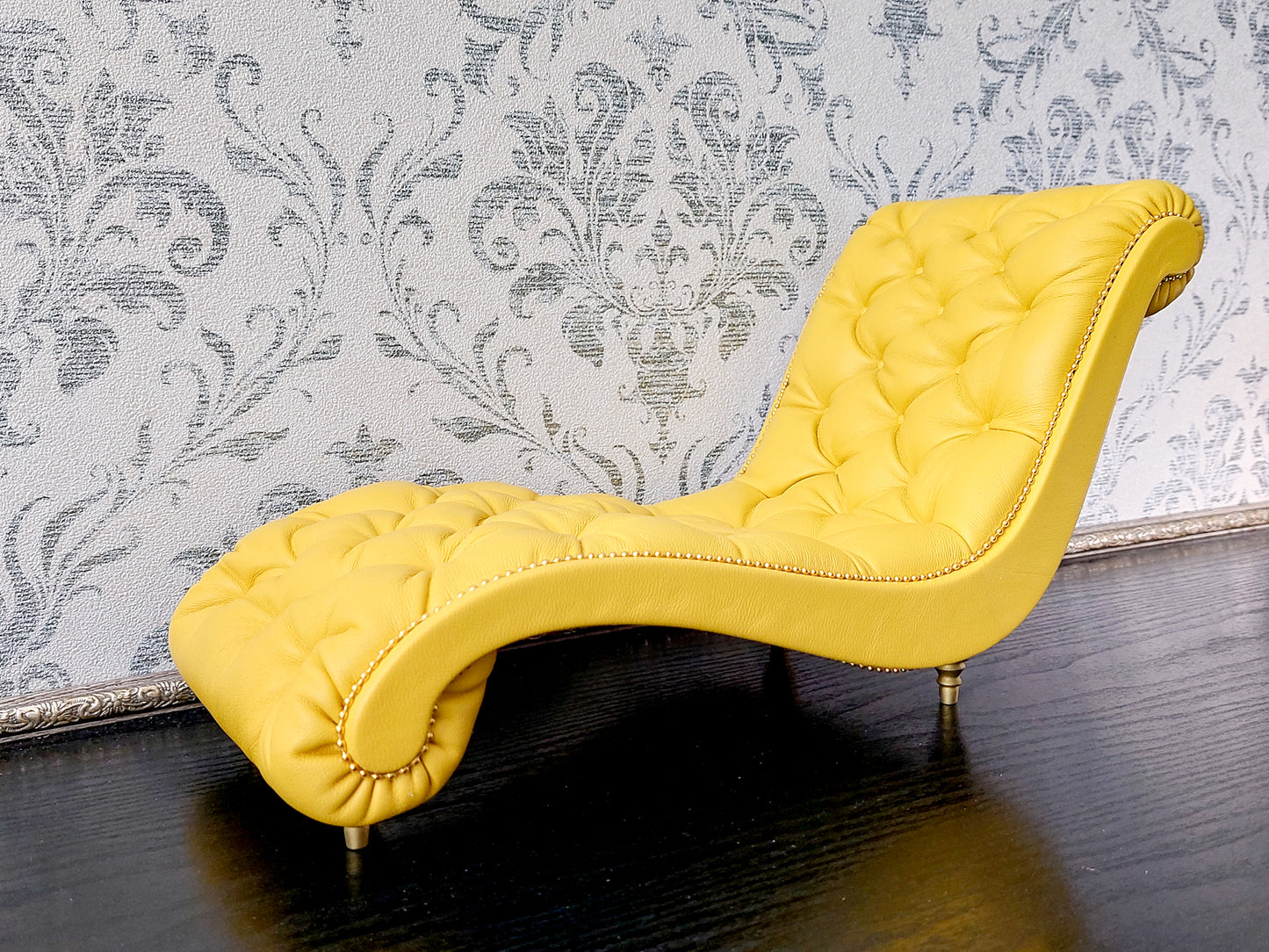 Chaise lounge Wave yellow lether