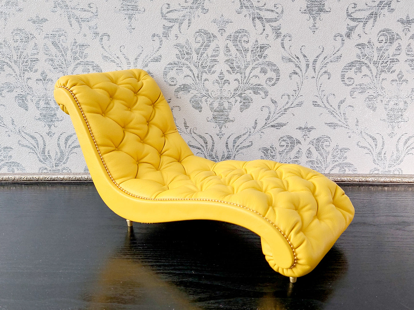 Chaise lounge Wave yellow lether