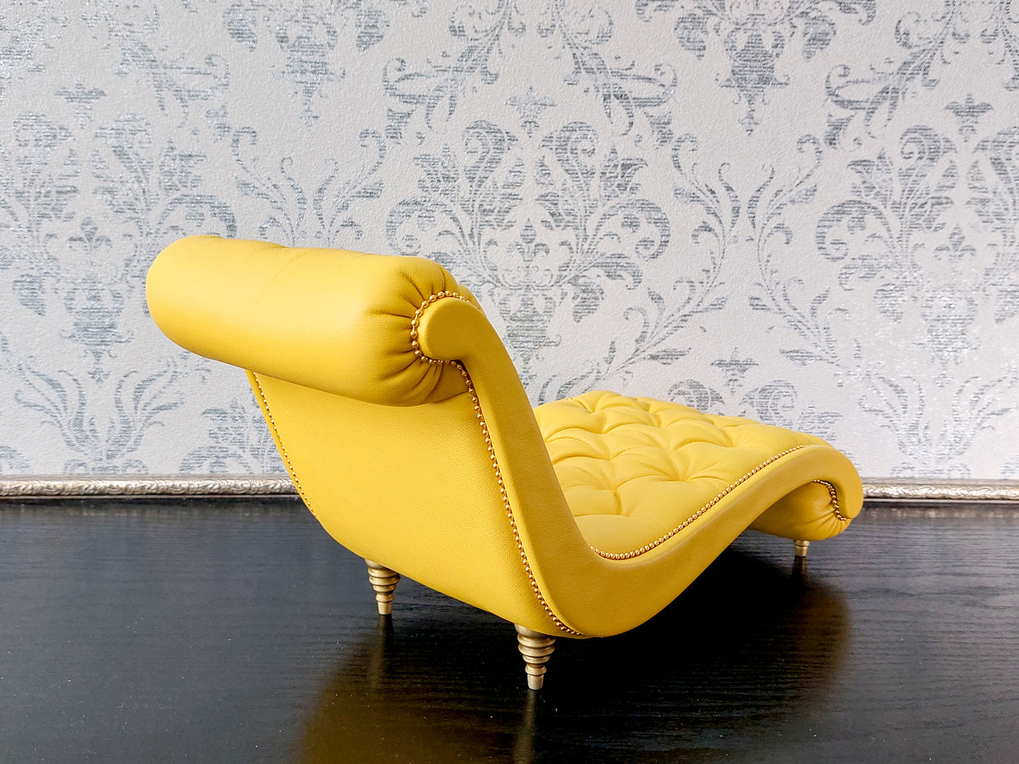 Chaise lounge Wave yellow lether