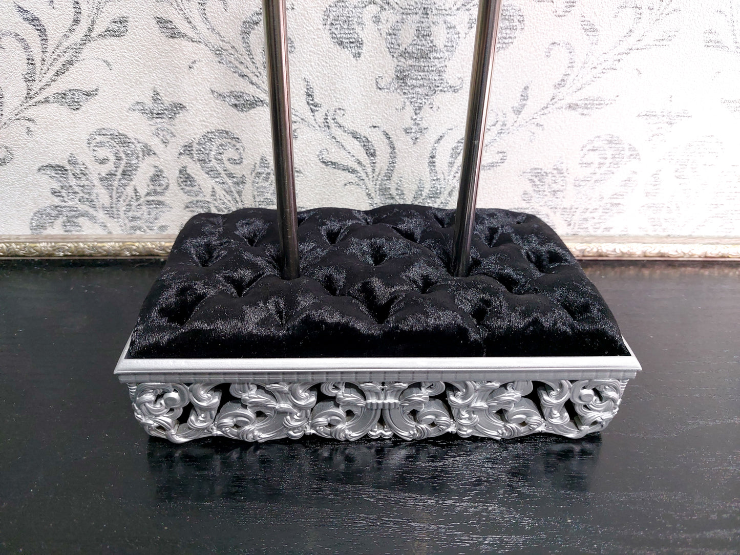 Reserved - 1/4 tet-a-tet chair, double doll stand, silver