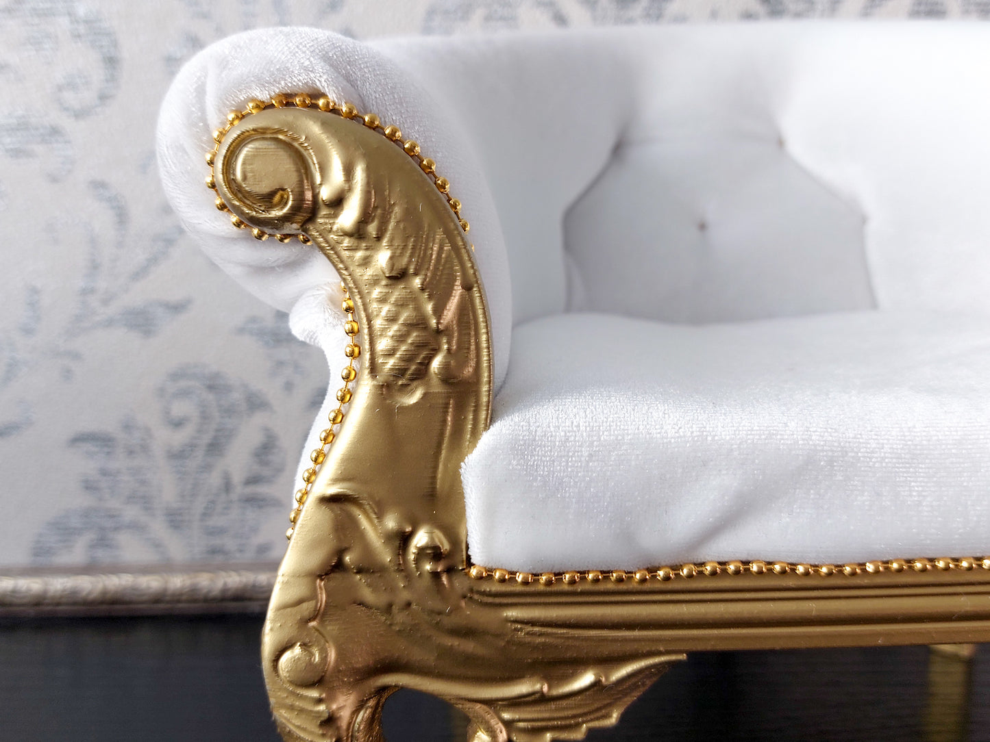 Florence Carved Armchair, gold & white