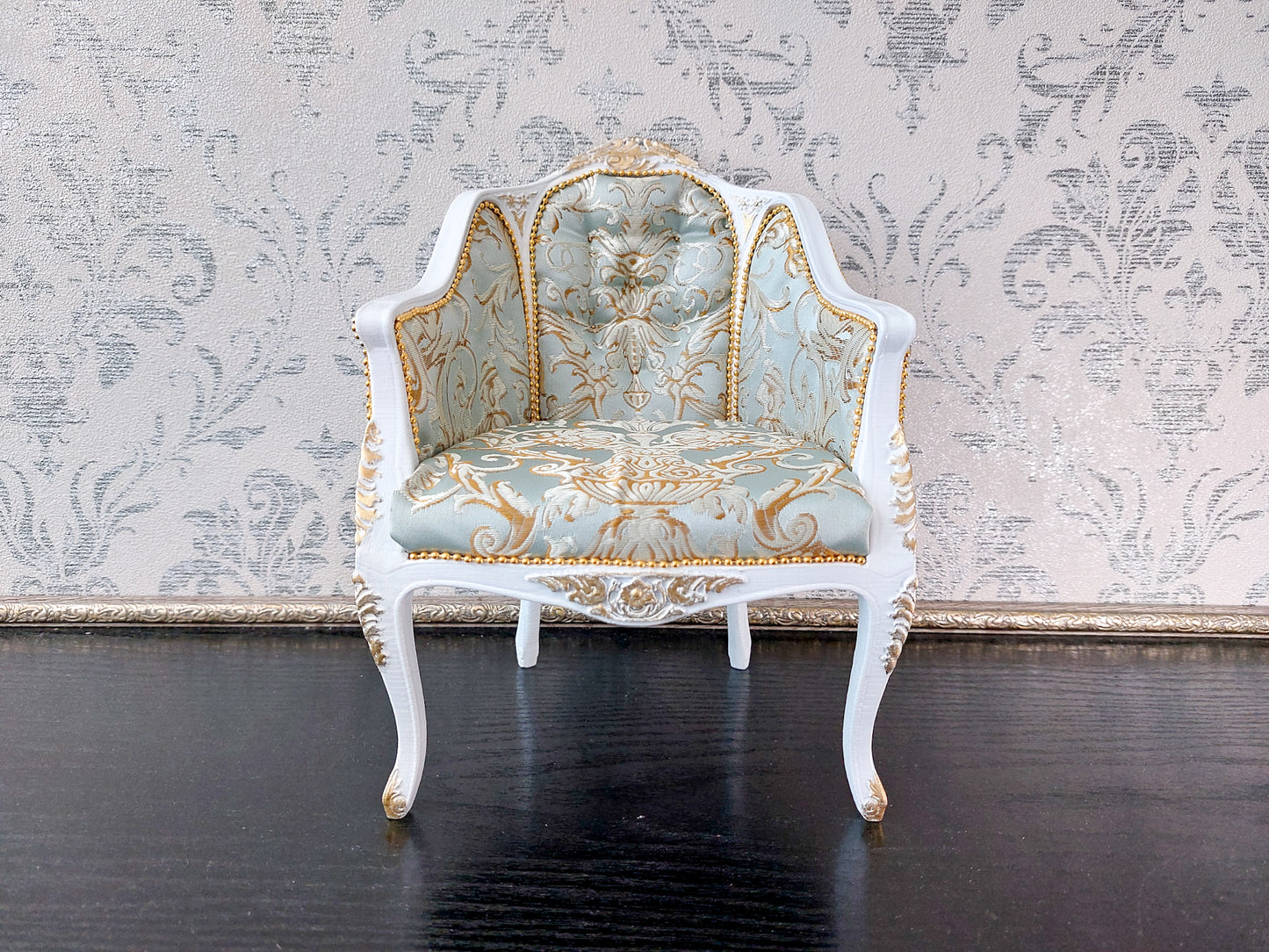 French armchair white & azure