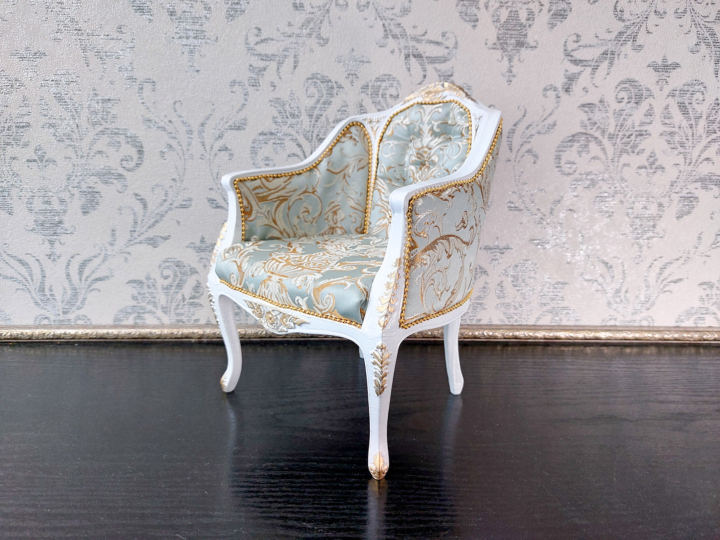 French armchair white & azure