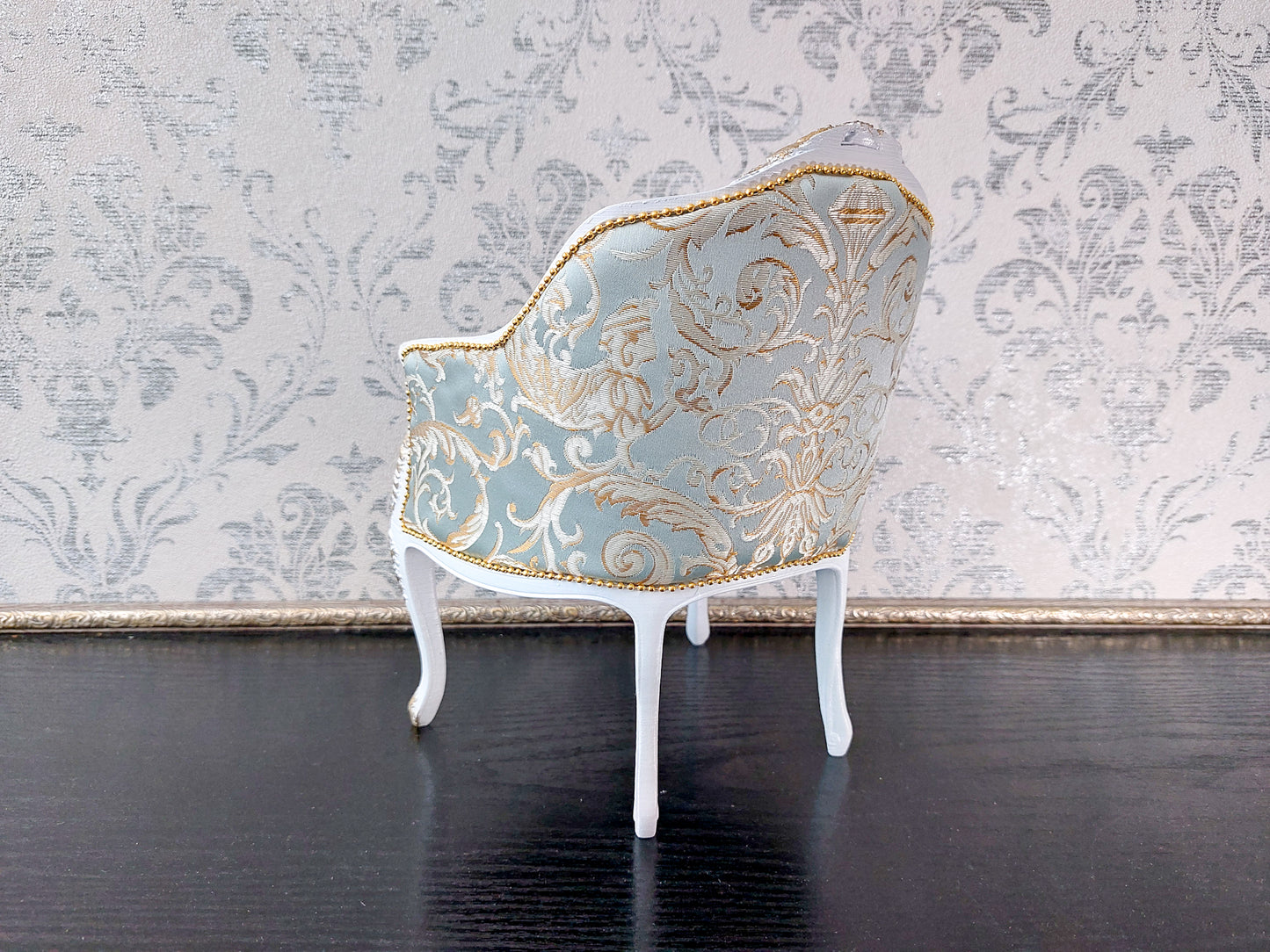 French armchair white & azure