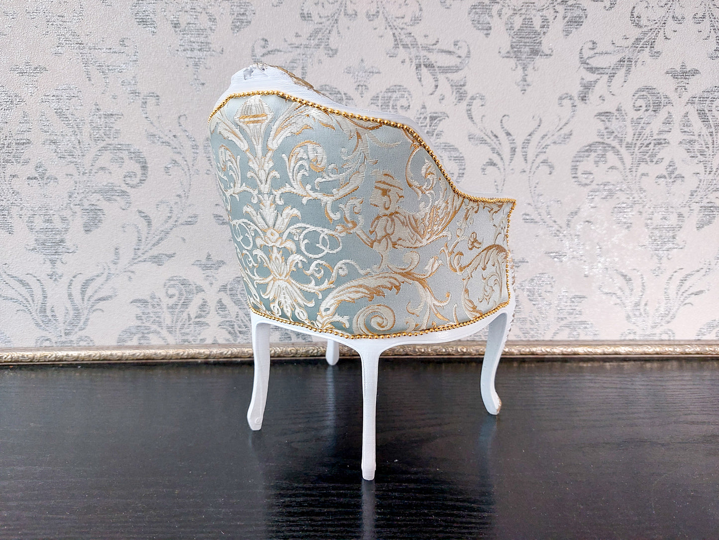French armchair white & azure