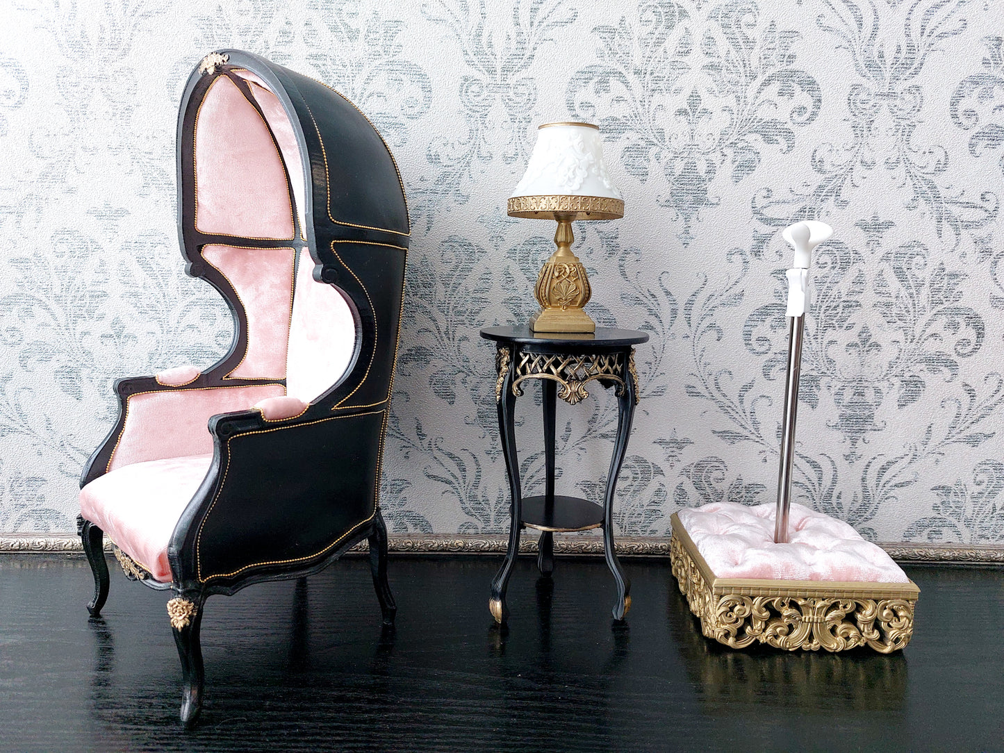 Reserved - 1/4 Versaille Dome chair, doll stand, plant table, table lamp