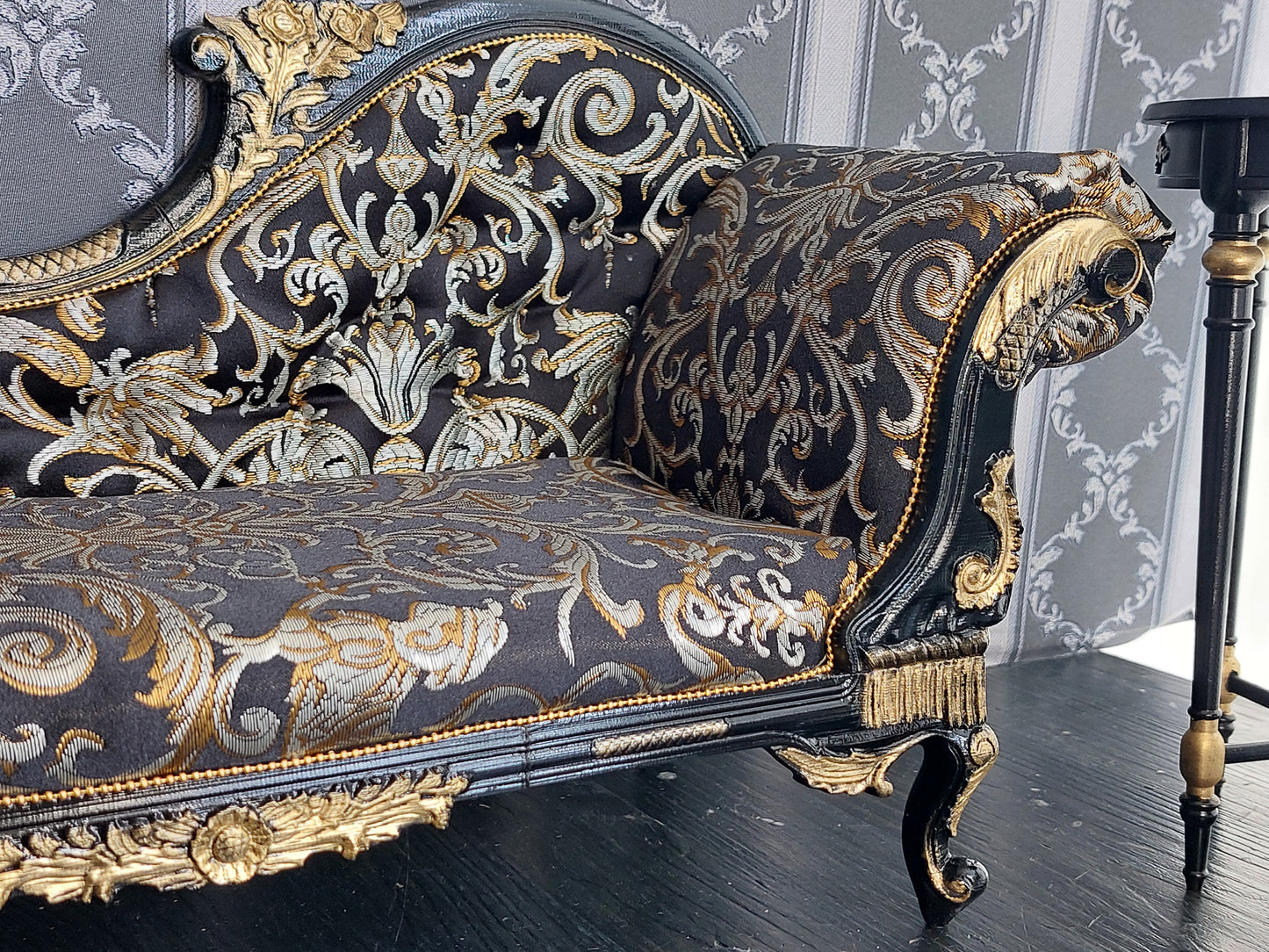 Reserved - 1/4 Chaise lounge, cake table, throne, black & gold