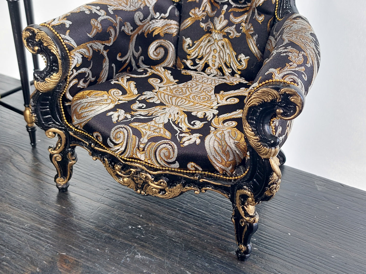 Reserved - 1/4 Chaise lounge, cake table, throne, black & gold