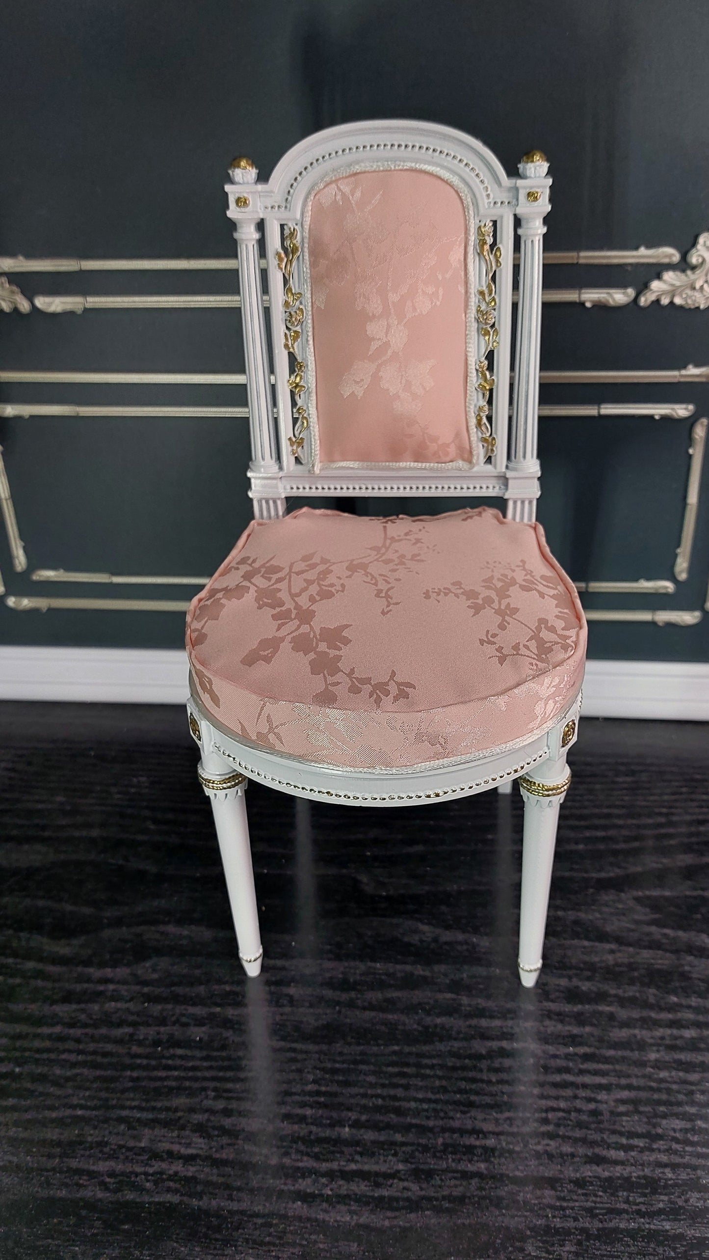 Reserved - 1/4 Marie Antoinette chair white & pink