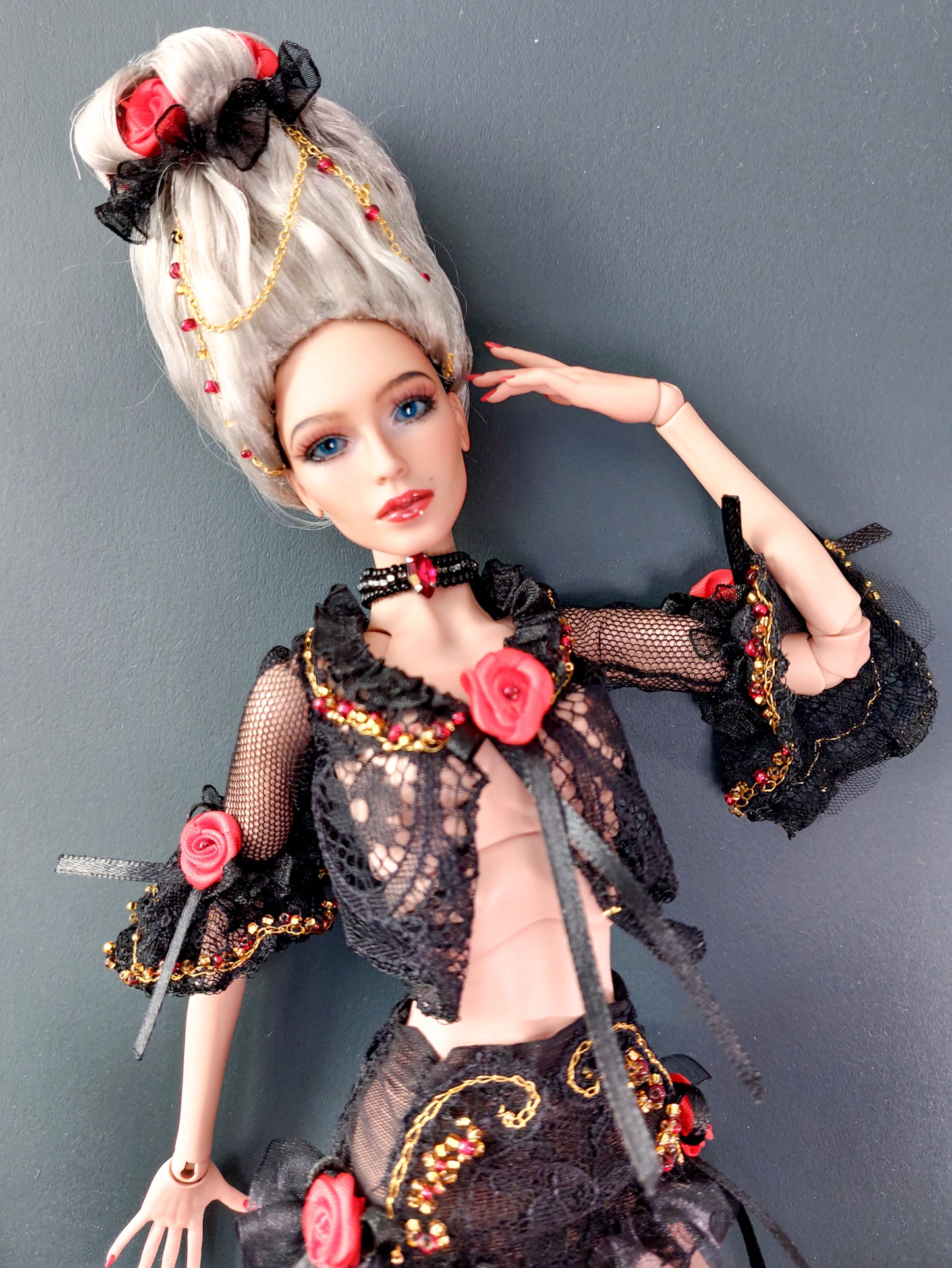 Ready Doll, OOAk, full set, MSD BJD doll, 16'' fashion, modern rococo outfit, by Winzerdoll (layaway)