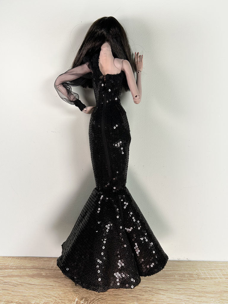 Sequined cocktail dress, black