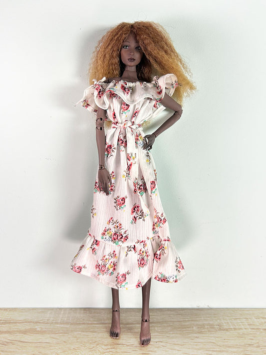 Floral summer dress, white