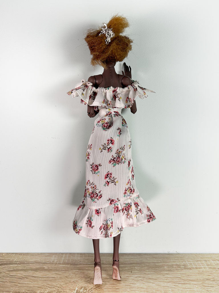 Floral summer dress, white