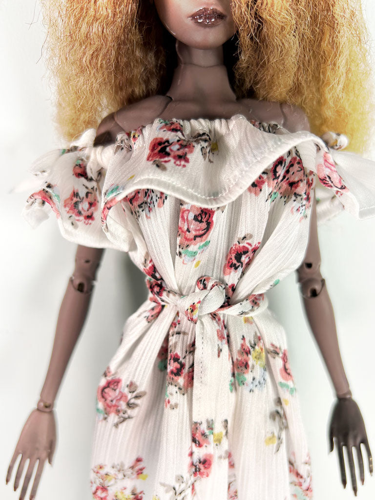 Floral summer dress, white