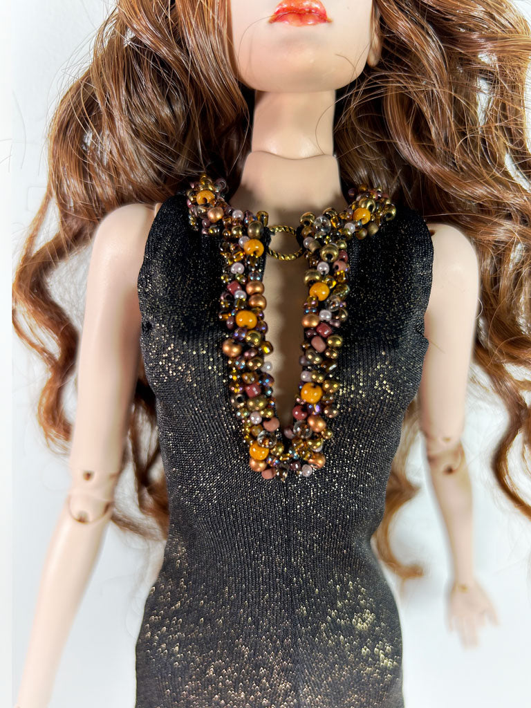 Jumpsuit, black with gold plating