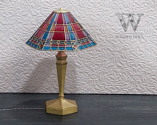 Tiffany Style stained glass lamp with LED, Ruby Lights