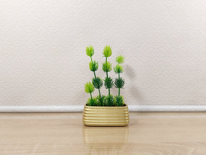 Miniature artificial plants in pots, set of 5 pcs, gold