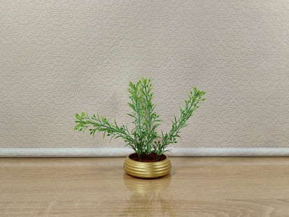 Miniature artificial plants in pots, set of 5 pcs, gold
