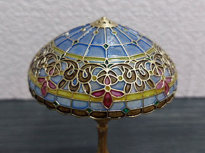 Tiffany Style stained glass lamp with LED, Snow Clematis