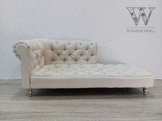 Chesterfield chaise lounge, beige