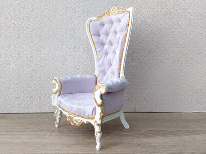 Baroque throne for dolls, white & purple