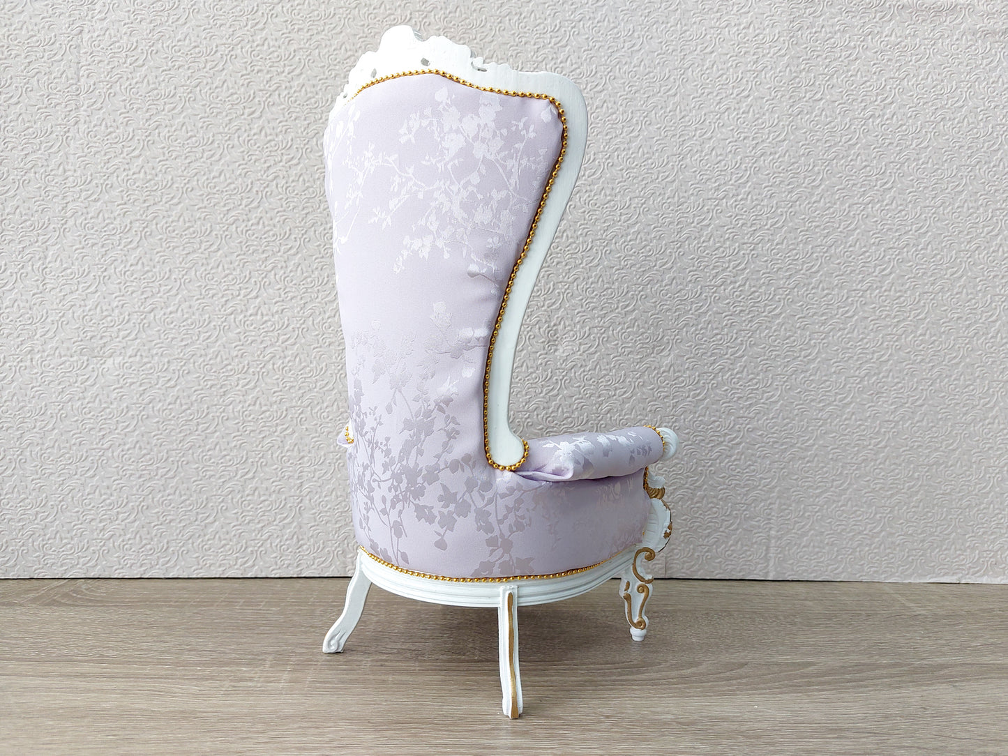 Baroque throne for dolls, white & purple
