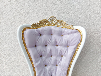 Baroque throne for dolls, white & purple