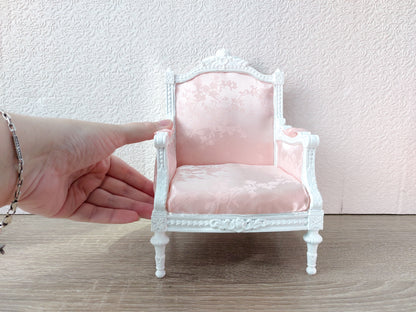 Classical armchair for dolls, Louis XVI style, white & pale pink