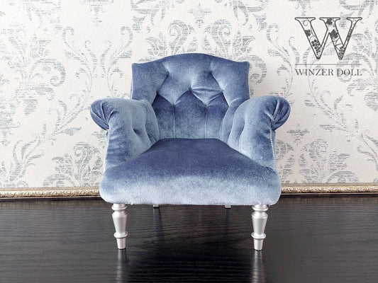 Chesterfield low chair, gray velvet