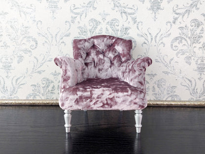 Chesterfield low chair, purple velvet