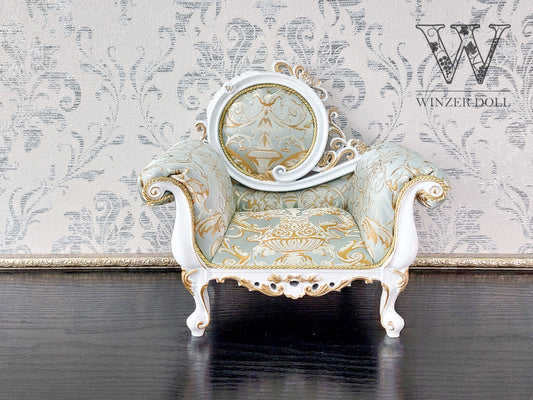Baroque armchair, white & azure