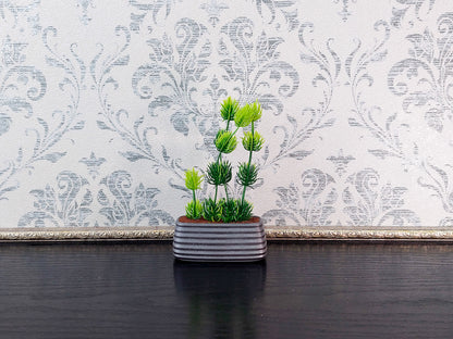 Miniature artificial plants in pots, set of 5 pcs, gray