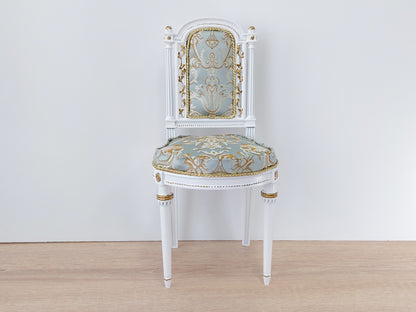 Classical chair, Marie Antoinette style, white & azure